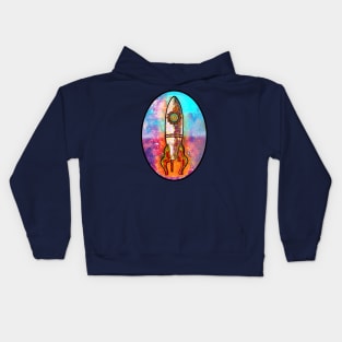 Rocket Ship in Space Kids Hoodie